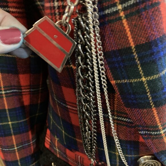 Punk Jacket Blazer Upcycled Boho Whimsigoth Plaid Academia Pendleton Reworked 10 - Picture 9 of 16